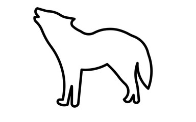 howling wolf silhouette clip art outline on white background
