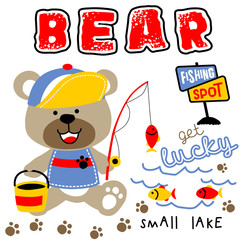 Obraz na płótnie Canvas Little bear fishing cartoon