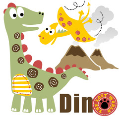 Dinosaurs cartoon vector on white background