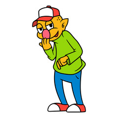 Cartoon Cheeky Smug Character