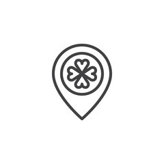 Patrick's Day celebration place location outline icon. linear style sign for mobile concept and web design. Map marker with a clover simple line vector icon. Symbol, logo illustration