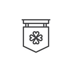 Flag with clover outline icon. linear style sign for mobile concept and web design. St. Patrick's Day flag simple line vector icon. Symbol, logo illustration.