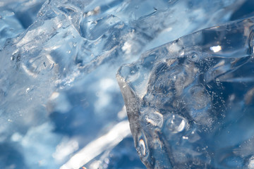 blue ice pieces macro