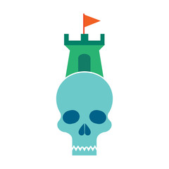 Castle Skull Logo Icon Design