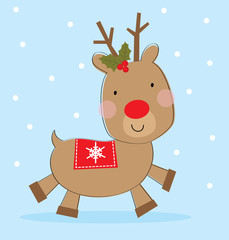 cute reindeer with blue background
