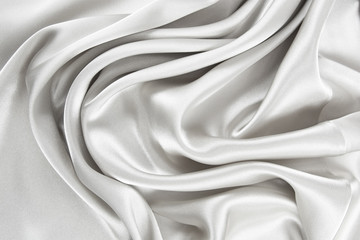 Plakat The texture of the satin fabric of white color for the background 