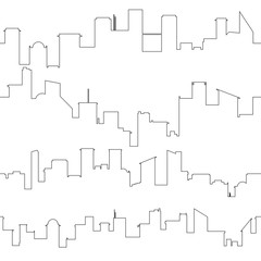Outline of city skyline. Seamless vector