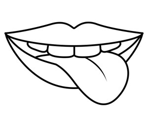 sensuality lips with tongue out vector illustration design