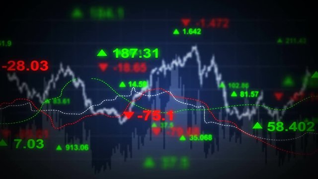 Seamless looping animation of stock market trend.