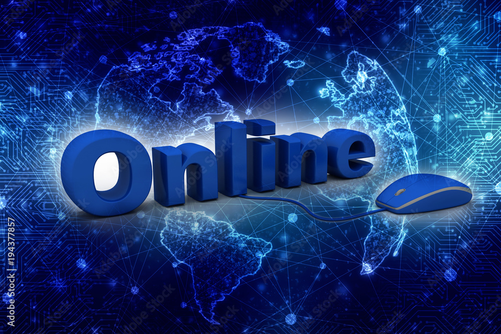 Poster 3d rendering online connected mouse