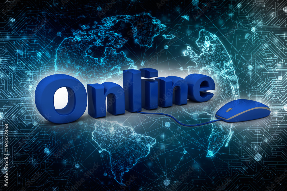 Poster 3d rendering online connected mouse