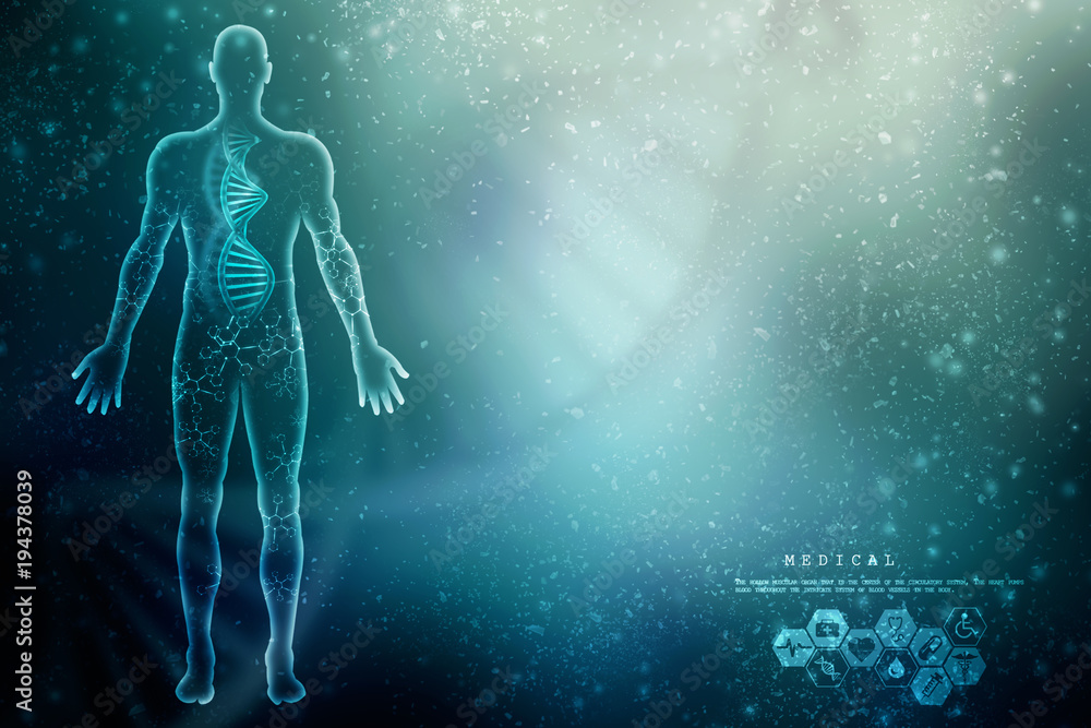 Aufkleber 2d render of dna structure, abstract background