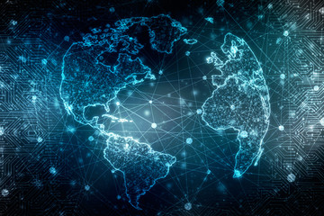 2d illustration Network community concept . Mixed media