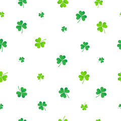 Green clover seamless pattern vector illustration. St. Patrick's Day texture background