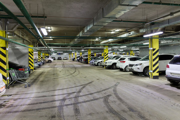 Underground parking with cars