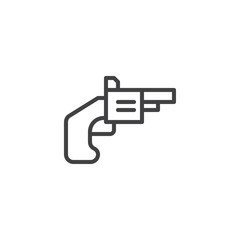Gun game outline icon. linear style sign for mobile concept and web design. Revolver simple line vector icon. Symbol, logo illustration. Pixel perfect vector graphics