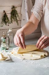 A Woman Making Puff Pastry Dough