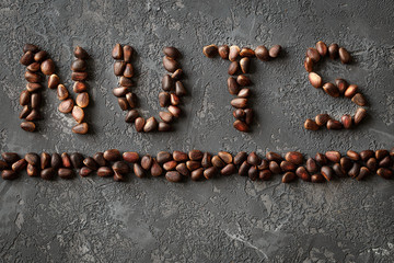 Inscription Nuts, from different nuts . Free space for text.