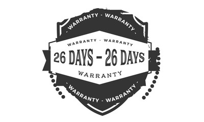 26 days warranty icon vintage rubber stamp guarantee