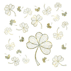 Golden clover leaves pattern