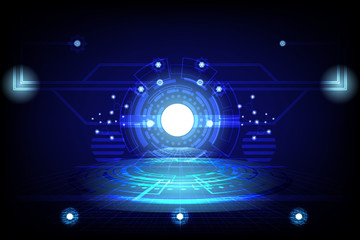 abstract circle Concept innovation connect digital line engineering in world  digital technology medical future data computer network communication on dark blue color background vector illustration