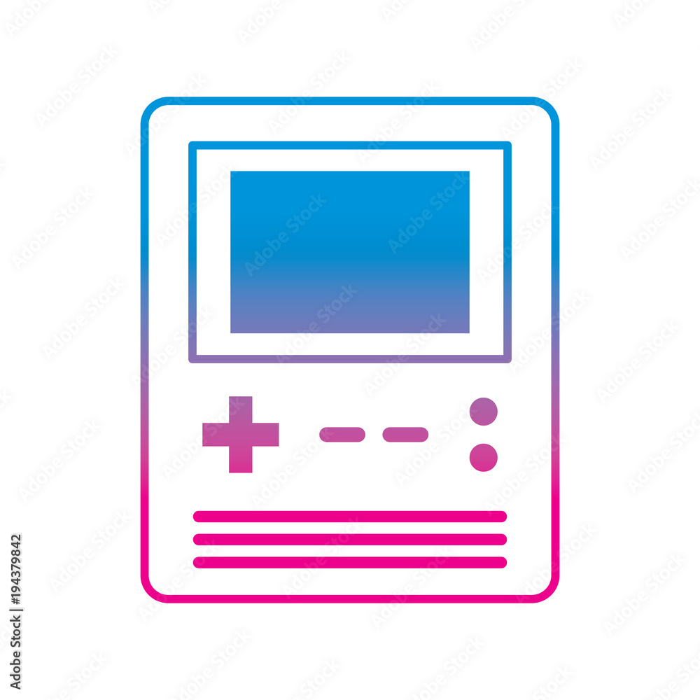Poster retro portable video game console gadget vector illustration degrade color line image