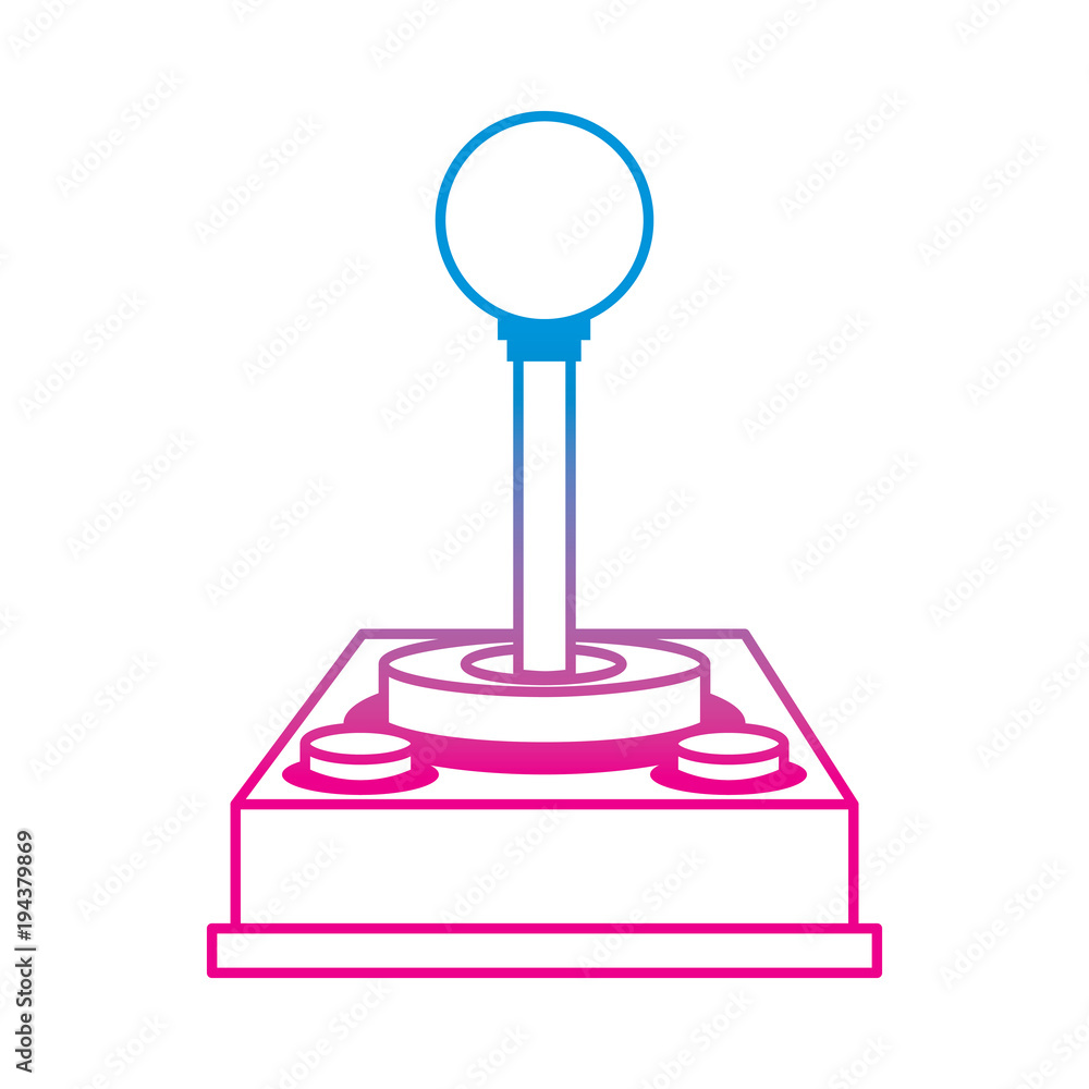 Poster control video game joystick retro device vector illustration degrade color line image
