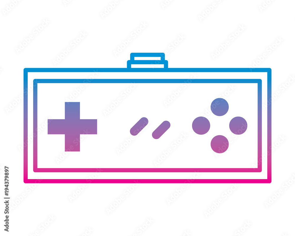 Poster video game controller retro push button vector illustration degrade color line image