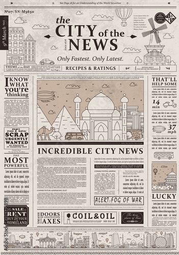 Design Of Old Vintage Newspaper Template Showing Articles With Headlines Wall Mural Alfazet Chronicles Design Of Old Vintage Newspaper Template Showing Articles With Headlines Wall Mural Alfazet Chronicles