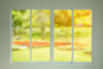 green garden view through the window