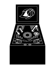 retro arcade screen pinball game machine vector illustration black and white design