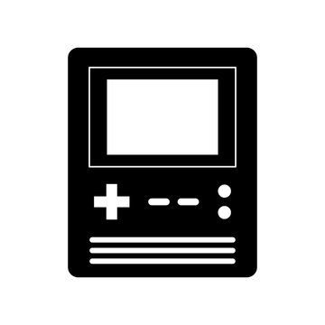 retro portable video game console gadget vector illustration black and white design