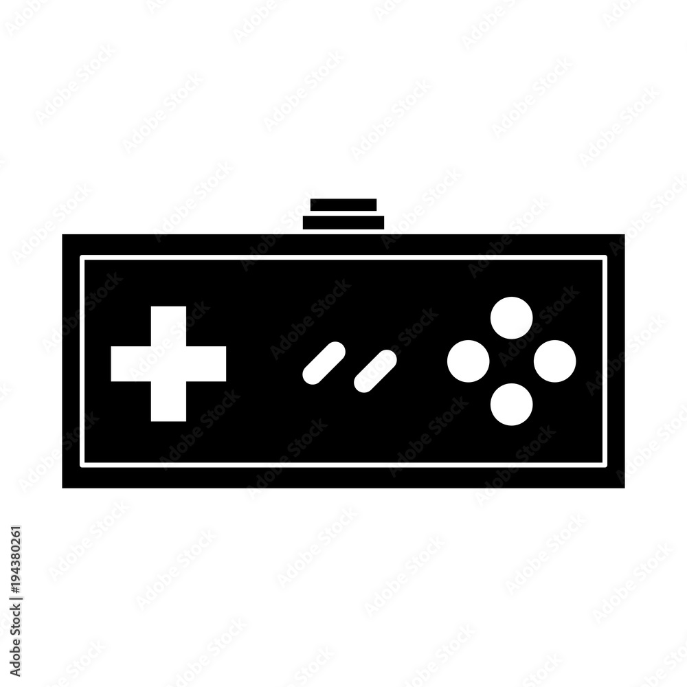 Poster video game controller retro push button vector illustration black and white design