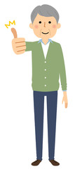 シニア男性　おじいちゃん　サムズアップ