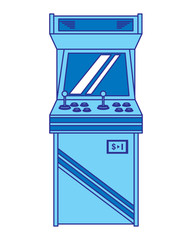 vintage arcade game machine with joysticks and buttons vector illustration blue design