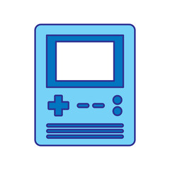 retro portable video game console gadget vector illustration blue design