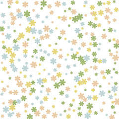 Delicate Floral Pattern with Simple Small Flowers for Greeting Card or Poster. Naive Daisy Flowers in Primitive Style. Vector Background for Spring or Summer Design.
