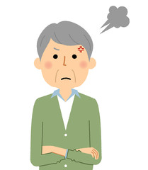シニア男性　おじいちゃん　怒る