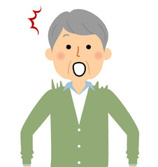 シニア男性　おじいちゃん　驚く