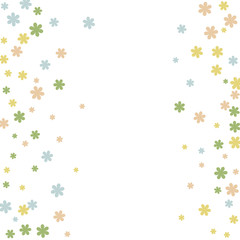 Delicate Floral Pattern with Simple Small Flowers for Greeting Card or Poster. Naive Daisy Flowers in Primitive Style. Vector Background for Spring or Summer Design.
