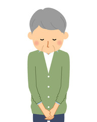 シニア男性　おじいちゃん　おじぎ