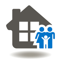 Family Happy House Icon Vector. Building Apartment, Construction Home People Illustration. Real Estate Service Logo. Property Agency Symbol.