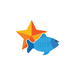 Fish Star Logo Icon Design