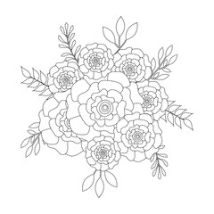 Fototapeta premium bunch flowers carnation leaves oranement vector illustration dotted line image