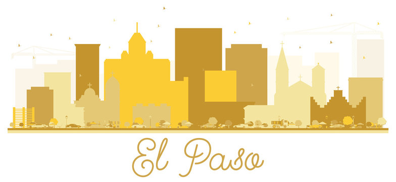 El Paso Texas USA City skyline Golden silhouette.