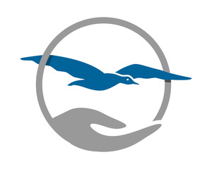 Naklejka premium seagull circle hand image vector icon