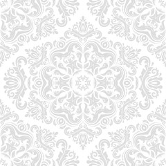 Orient vector classic light silver pattern. Seamless abstract background with vintage elements. Orient background