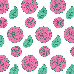 pattern flowers and leaves floral wallpaper texture vector illustration pink and green design
