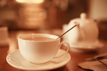 tea service in the cafe, a cup of tea