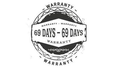 69 days warranty icon vintage rubber stamp guarantee